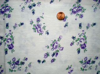 FLORAL Full Vtg FEEDSACK Quilt Sewing Doll Clohtes Craft Fabric PURPLE ROSES 2