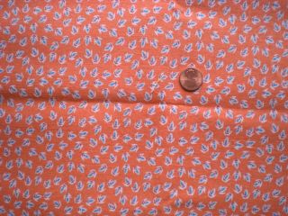 Tiny Floral On Orange Vtg Feedsack Quilt Doll Clothes Sewing Craft Fabric