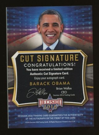 2016 Decision Gold Foil Barack Obama Cut Signature AUTO 2