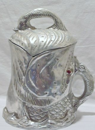 Large 1979 Arthur Court Sculptural Covered Fish Ice Bucket