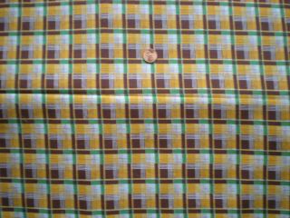 PLAID Full Vtg FEEDSACK Quilt Sewing DollClothes Craft Fabric Orange Brown Gree 3