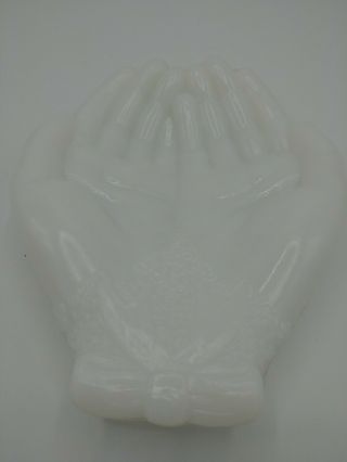 Vintage Avon Milk Glass Trinket Soap Dish Hands No Chips Or Cracks