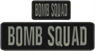 Bomb Squad Embroidery Patches 3x10 And 2x4 Hook Gray Letters