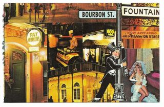 Vintage Louisiana Chrome Postcard Greetings From Bourbon Street Orleans