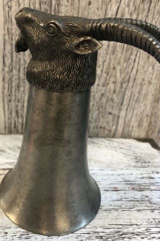 Vintage Pewter Goat Head Stirrup Cup