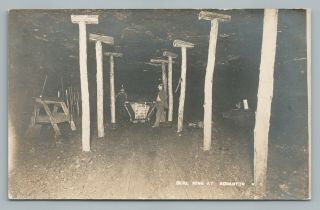 Coal Mine Interior Scranton North Dakota Rppc Antique Mining Occupation Photo