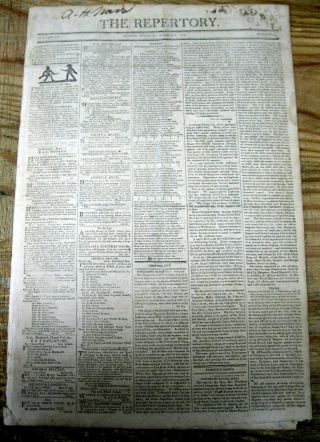 1806 Newspaper Lewis & Clark In St Louis Revolutionary War Hero Henry Knox Dead