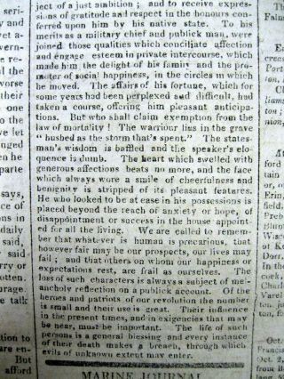 1806 newspaper LEWIS & CLARK in St Louis REVOLUTIONARY WAR HERO HENRY KNOX DEAD 5