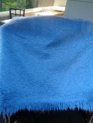 Avoca Mohair & Wool Throw Blanket Fringed Made In Ireland Sky Blue 53 X 74