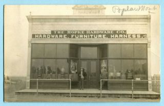 1910 Poplar Mt Rppc Hopke Hardware & Furniture Store Signs Montana Real Photo