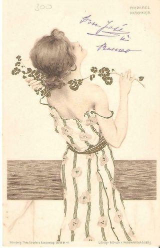 Cmi3859 Artist Signed Raphael Kirschner Art Deco Women Fancy Vintage Fashion