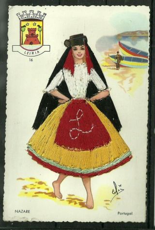 Postcard : Portugal Nazare,  Embroidered 