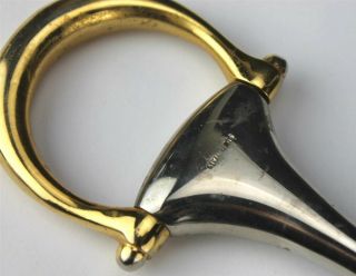 Gucci Italy Silver & Gold Tone Horse Stirrup Letter Opener Magnifying Glass SMS 2