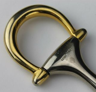 Gucci Italy Silver & Gold Tone Horse Stirrup Letter Opener Magnifying Glass SMS 3