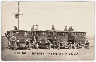 Rare Rppc Boise City Ok Oklahoma School Bus Group C 1925 Real Photo Postcard