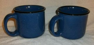 2 Marlboro Unlimited Large Coffee Mugs Soup Collector Blue Speckled Stoneware