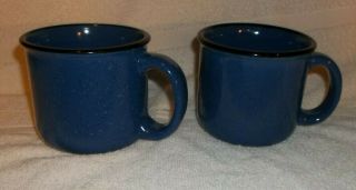 2 Marlboro Unlimited Large Coffee Mugs Soup Collector Blue Speckled Stoneware 2