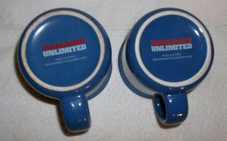 2 Marlboro Unlimited Large Coffee Mugs Soup Collector Blue Speckled Stoneware 4