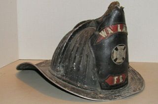 Vintage Cairns Fire Fighter Department Metal Helmet Tall Eagle & Wayland Fd