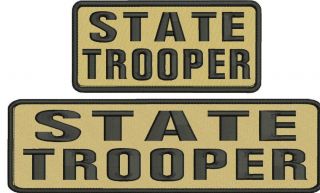 State Trooper Embroidery Patches 3x10 And 3x6 Hook Black Tan