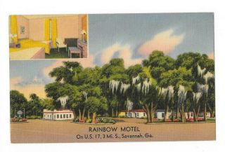 Rainbow Motel,  Us 17 Southo Of Savannah,  Ga 1958 Linen Postcard