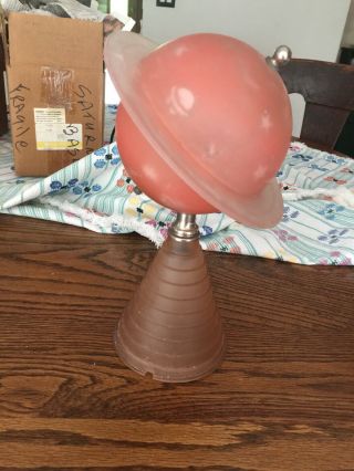 Vintage Saturn Desk Table Lamp - Frosted Pink Glass - Needs Rewired