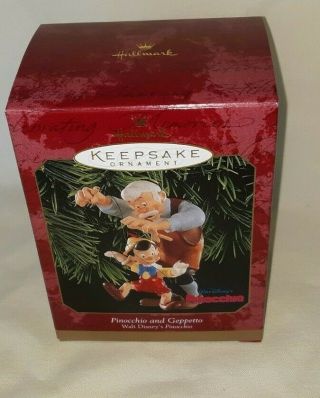 Vintage Hallmark Keepsake Ornament Pinocchio & Geppetto W/ Box $10.  99