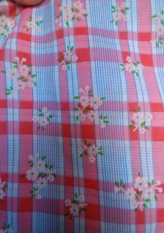 Vintage Flocked Fabric Pink Flocking Thin Cotton Semi Sheer 77 " ×44 " Gorgeous (c