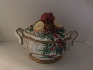 Fitz And Floyd Classics “winter Spice” Covered Vegetable Dish Bowl With Lid,  Euc