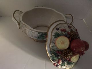 Fitz And Floyd Classics “Winter Spice” Covered Vegetable Dish Bowl With Lid,  EUC 2