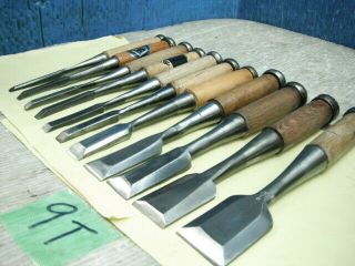 Japanese Chisel Nomi With Sign Set Of 11 Carpentry Tool Japan Blade