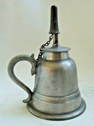 Unusually Small Antique American Pewter Bell - Shaped Fluid Lamp