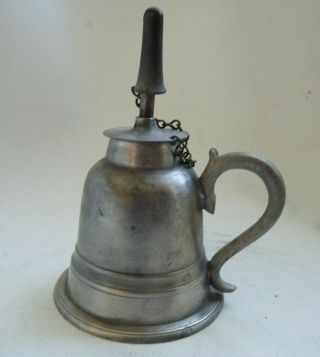 Unusually Small Antique American Pewter Bell - Shaped Fluid Lamp 2