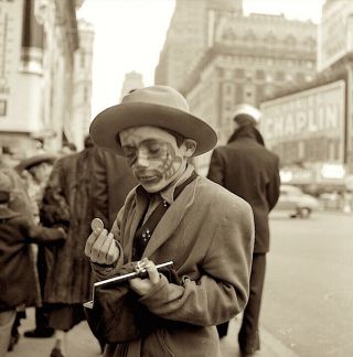 1950s Photo Negative Nyc Street Artist Purse Snatcher Face Paint Snap By Chazen