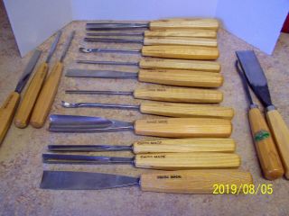 15 Pheil Wood Carving Chisels Gouge Swiss Made & 2 Henry Taylor
