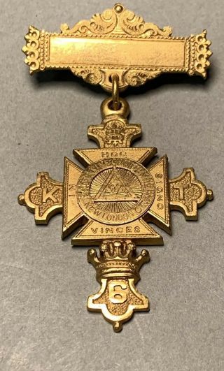 Vintage Gilded Brass Knights Templar Medal