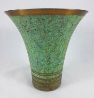 Vintage Mid Century Deco Carl Sorensen 5 - 3/8 " Bronze Vase With Verdigris Patina