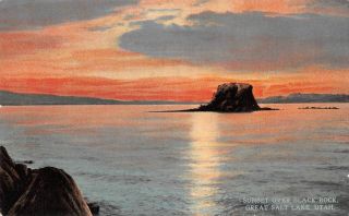 C22 - 4685,  Sunset Over Balck Rock,  Great Salt Lake,  Ut. ,  Postcard.