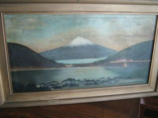Ca 1880 Painting Azores Porto Pim O/c Volcano Mission Acores