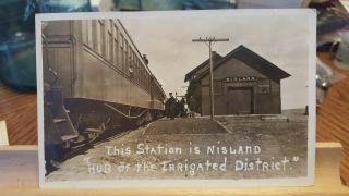 Ex.  Rare 1914 Nisland,  South Dakota Train Depot Azo Rppc Real Photo Post Card