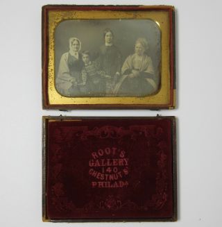 Marcus Root 1/2 Plate Daguerreotype Women & Child Philadelphia 1840 