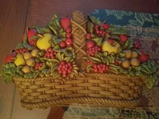 Vintage Home Interiors Fruit Basket Wall Plaque,