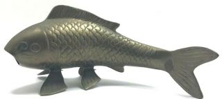 Vintage Bronze Brass 11 " Koi Fish Statue Art Deco