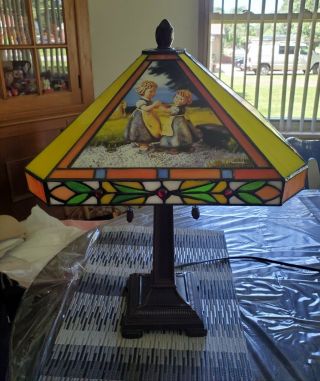 Rare Danbury Hummel Stained Glass Table Lamp Tiffany - Style 2006 Htf