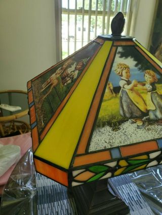 RARE DANBURY HUMMEL STAINED GLASS TABLE LAMP Tiffany - Style 2006 HTF 7