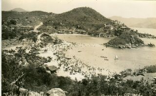 Mexico Acapulco - Vista De Caletilla Old Real Photo Sepia Postcard