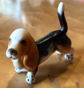 Vintage Bone China Miniature Beagle Dog Figurines:made In Japan