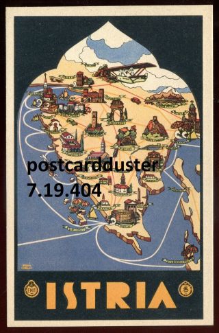 404 - Italy Istria 1930s Art Deco Poster Type Map