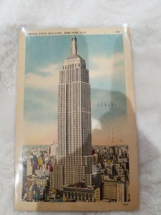 Antique/vintage Postcard From York,  " Empire State Building,  York City "