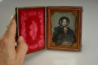 Exceptional Cased 1/4 Plate Daguerreotype Of Well Dressed Woman